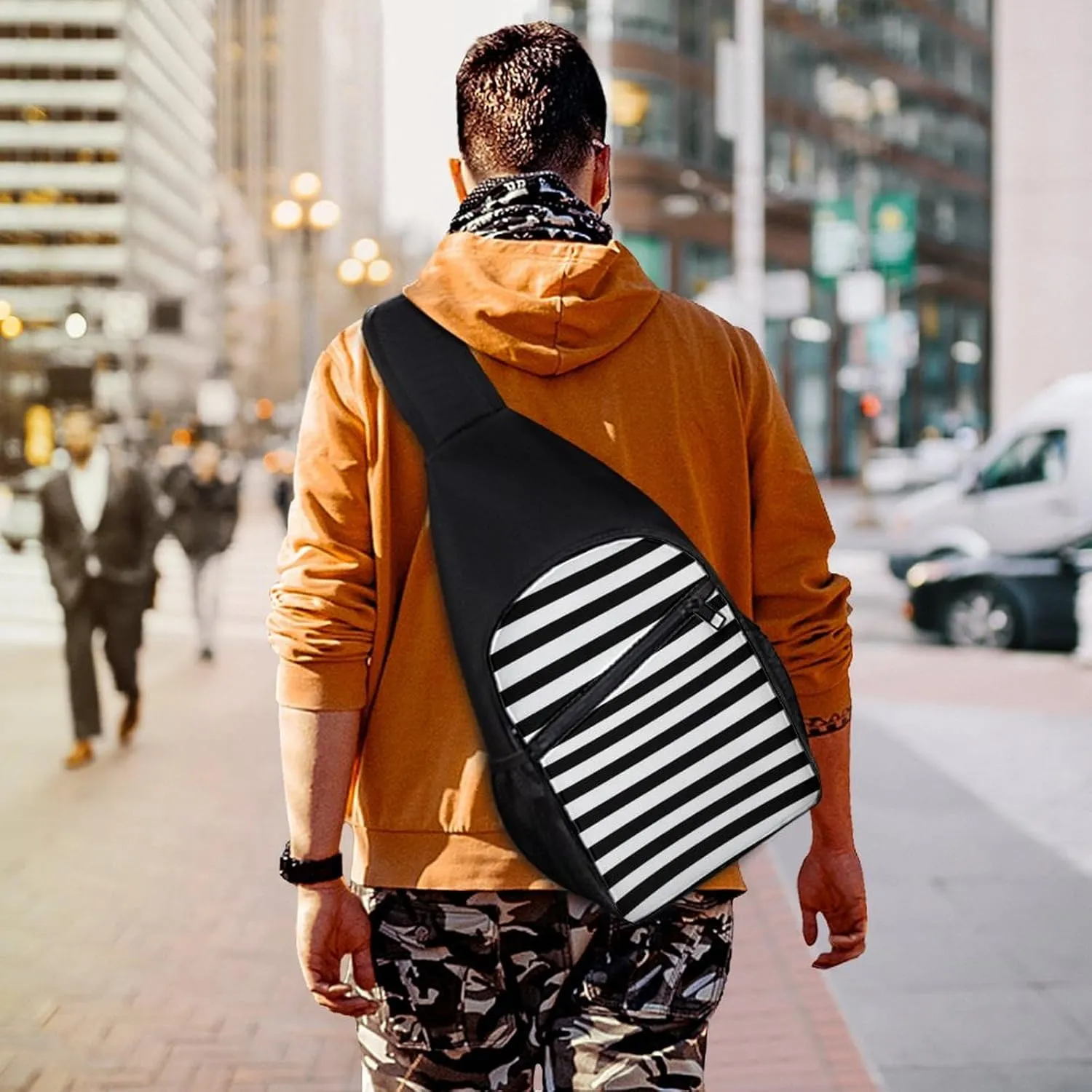 Cool Green Camo Army Camouflage Art Large Capacity Portable Chest Bag, Single Shoulder Chest Bag