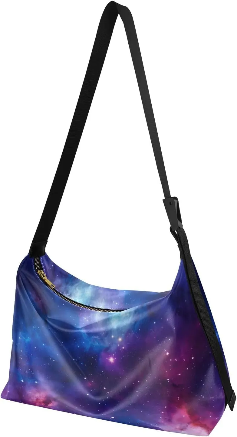Cosmic Tree on Starry Night Sky Woman Large Cross Body Bag, Leather Shoulder Bag, Cross Body Faux Leather Bag