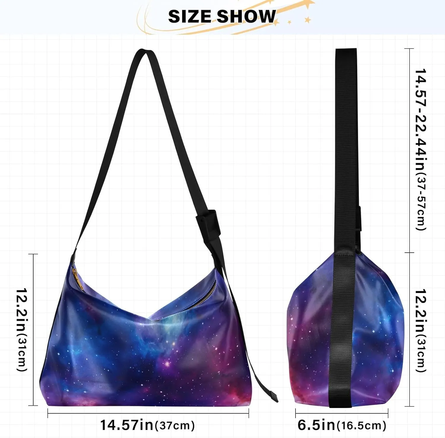 Cosmic Tree on Starry Night Sky Woman Large Cross Body Bag, Leather Shoulder Bag, Cross Body Faux Leather Bag