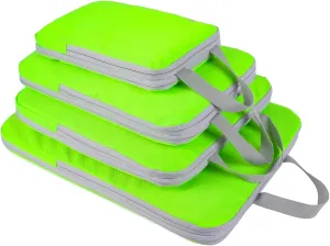 COVAX 4 Set Compression Packing Cubes, Travel Luggage Organizers and Storage Packing Cubes, Fluorescent Green