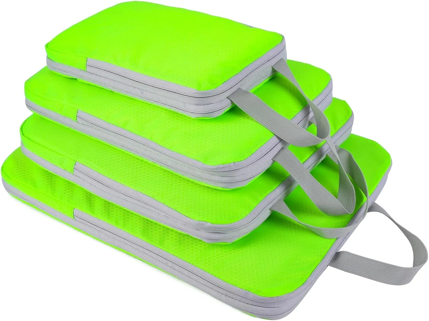 COVAX 4 Set Compression Packing Cubes, Travel Luggage Organizers and Storage Packing Cubes, Fluorescent Green