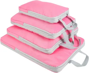 COVAX 4 Set Compression Packing Cubes, Travel Luggage Organizers and Storage Packing Cubes (Pink)