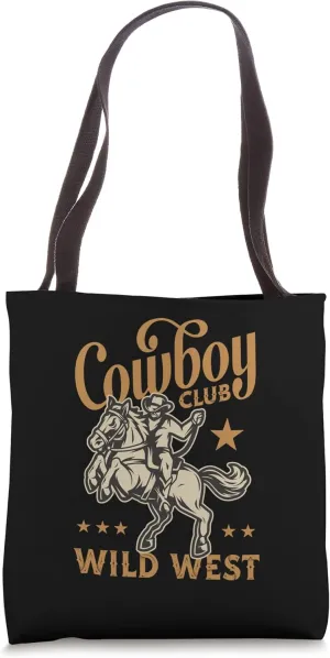 Cowboy Club Wild West Vehicle Horse Cariage Tote Bag