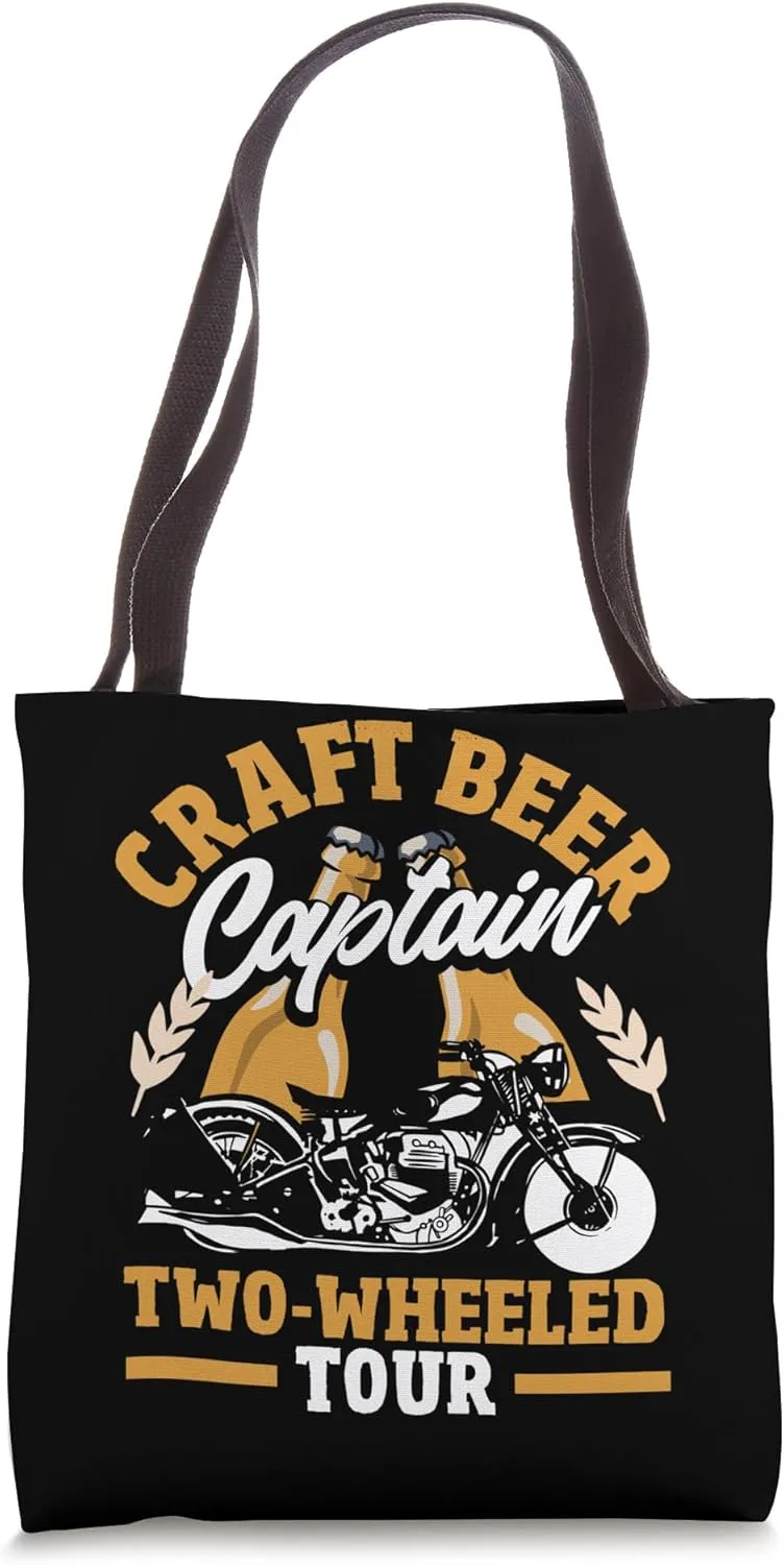 Craft Beer Captain Two-Wheeled Tour Biker Enthusiast Tote Bag