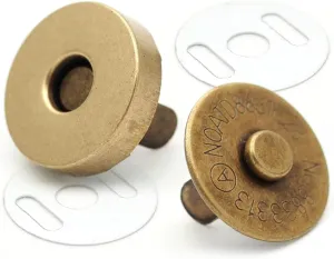 CRAFTMEMORE Magnetic Snap Buttons Strong Clasp for Purse Sewing Handbags Closures 10 Pack MNB (18 mm, Antique Brass)