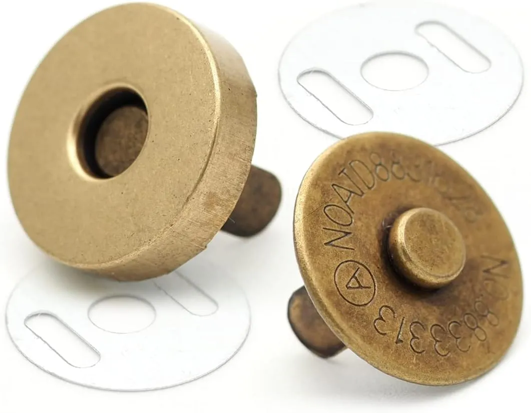 CRAFTMEMORE Magnetic Snap Buttons Strong Clasp for Purse Sewing Handbags Closures 10 Pack MNB (18 mm, Antique Brass)