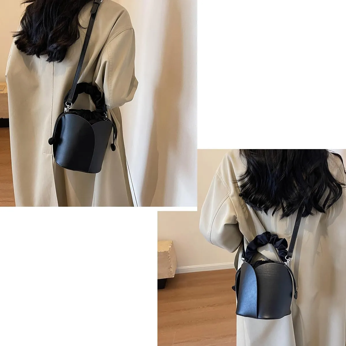 Creative Petal Bag - Large Capacity Design Shoulder Bags for Women, PU pleated drawstring handbag (A)