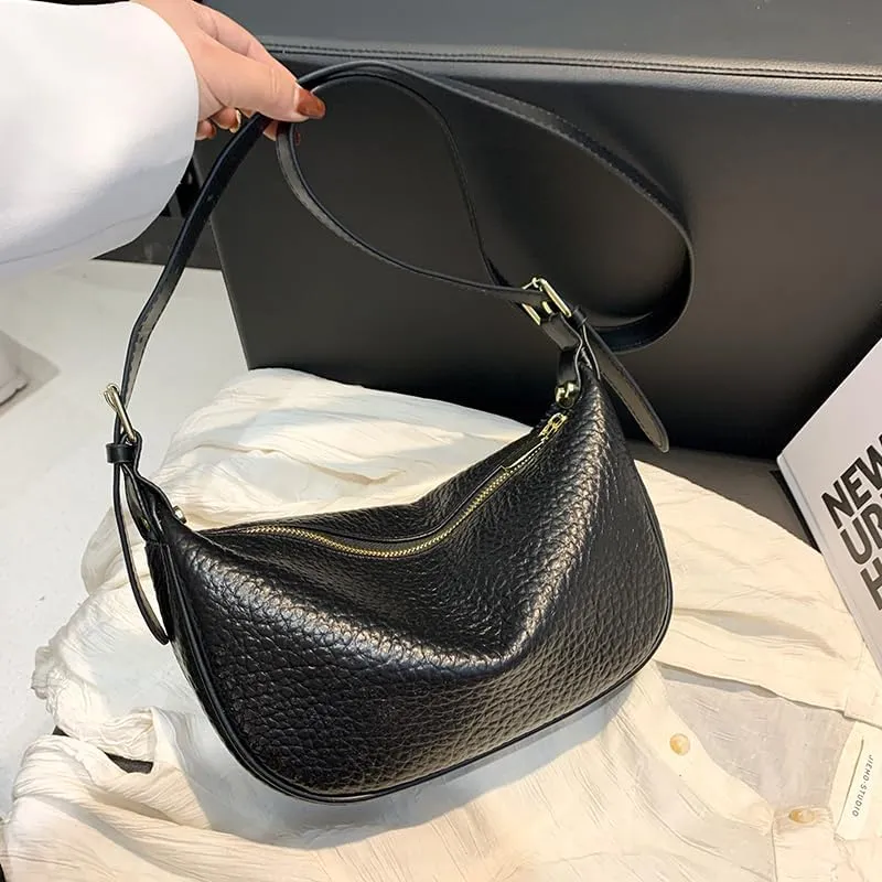 Crescent Crossbody Bag for Womens Genuine Leather Bag Designer Hobo Shoulder Togo Leather Adjustable Strap Half Moon Bag