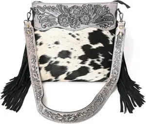 Crimson HandtooledCowhide Shoulder Bag