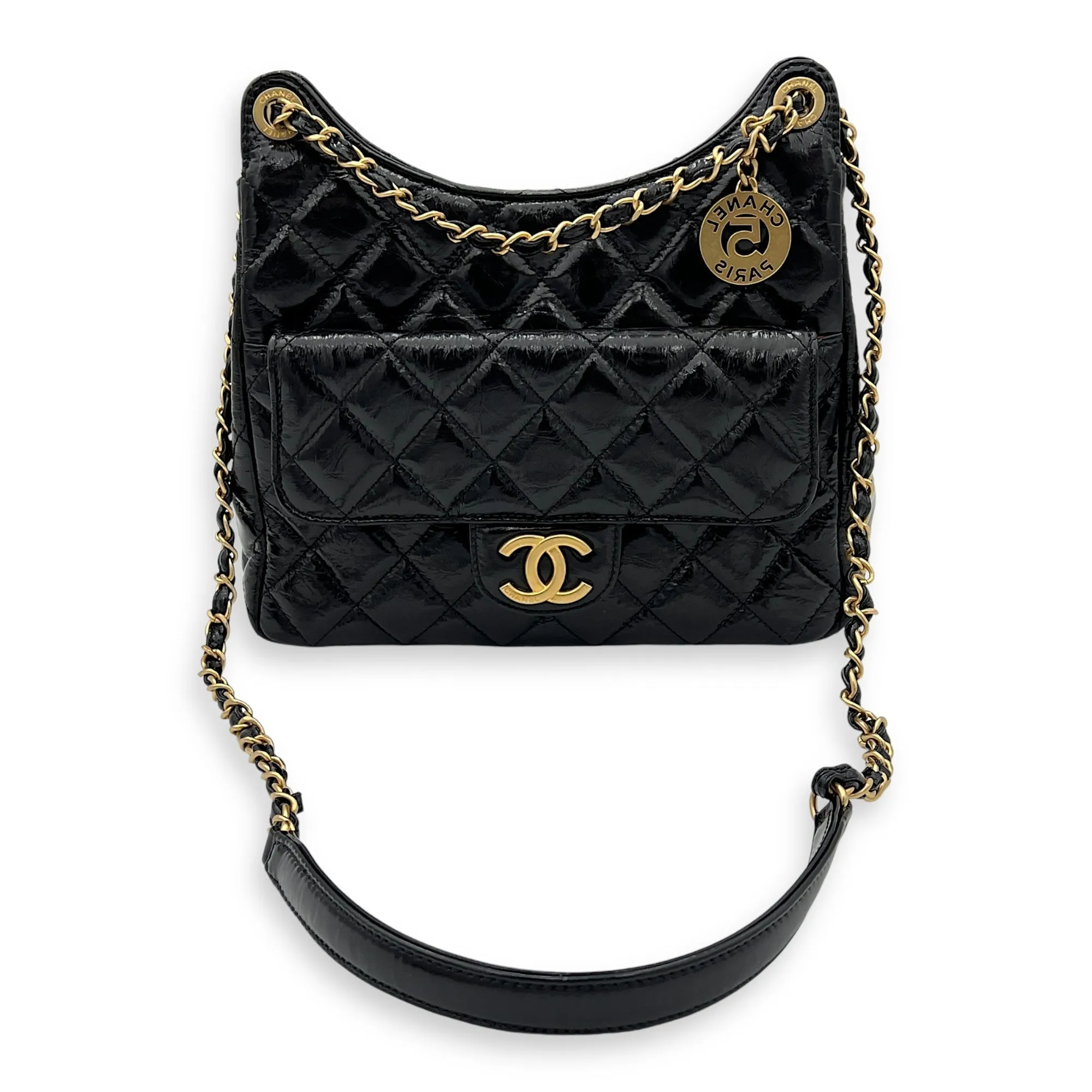 Crinkled Bag in Calfskin, Black Hobo Gold hardware Shoulder Seasonal sale Most-wanted