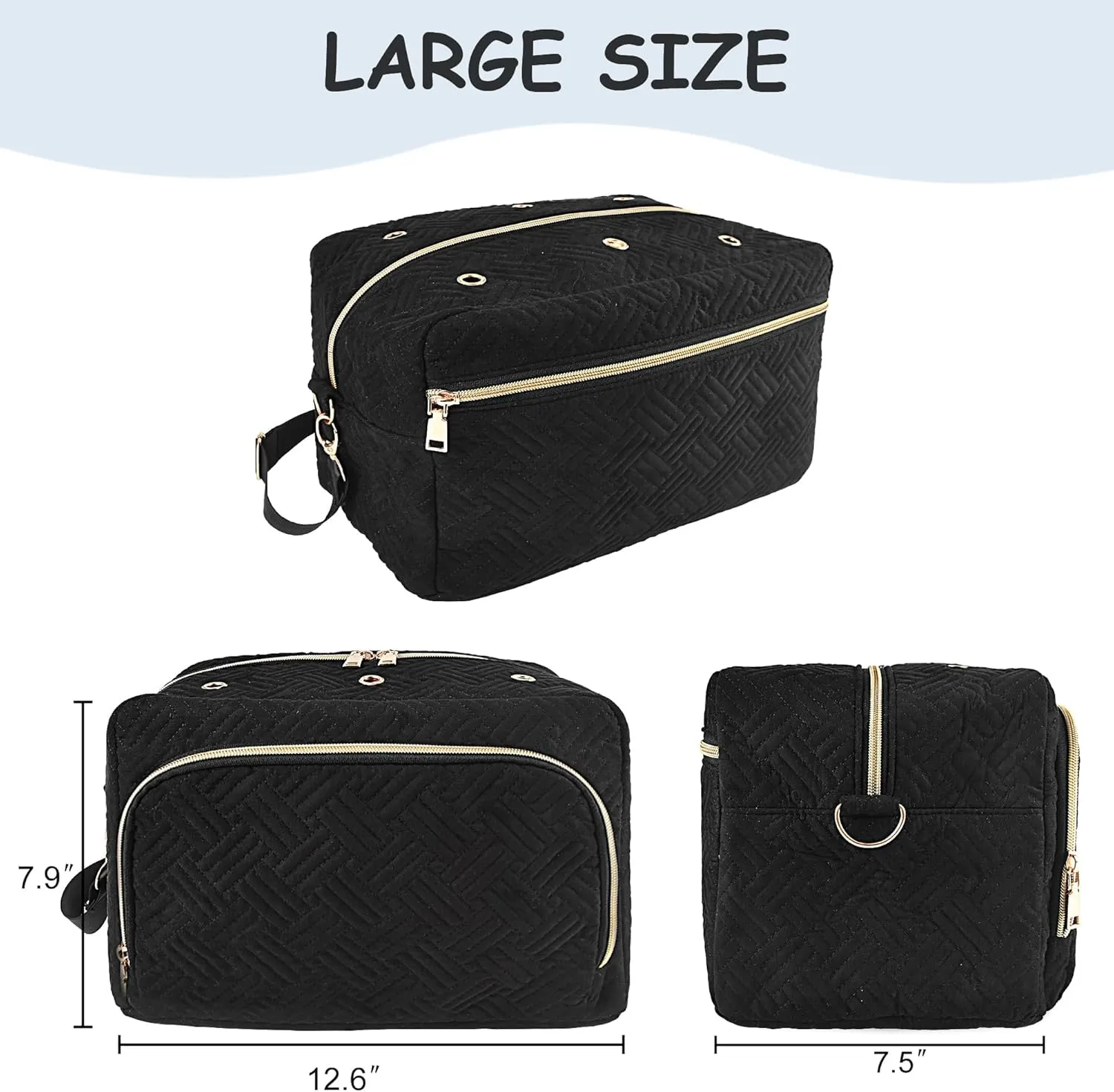 Crochet Bag Organizer, Yarn Storage Organizer, Yarn Holder for Crochet with Adjustable Shoulder Straps, Knitting Bag for Crocheting, Crochet Hook Case Gifts for Crocheters (Black)