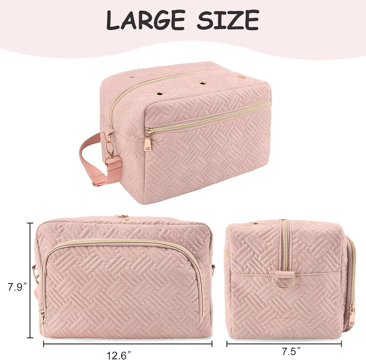Crochet Bag Organizer, Yarn Storage Organizer, Yarn Holder for Crochet with Adjustable Shoulder Straps, Knitting Bag for Crocheting, Crochet Hook Case Gifts for Crocheters (Pink)