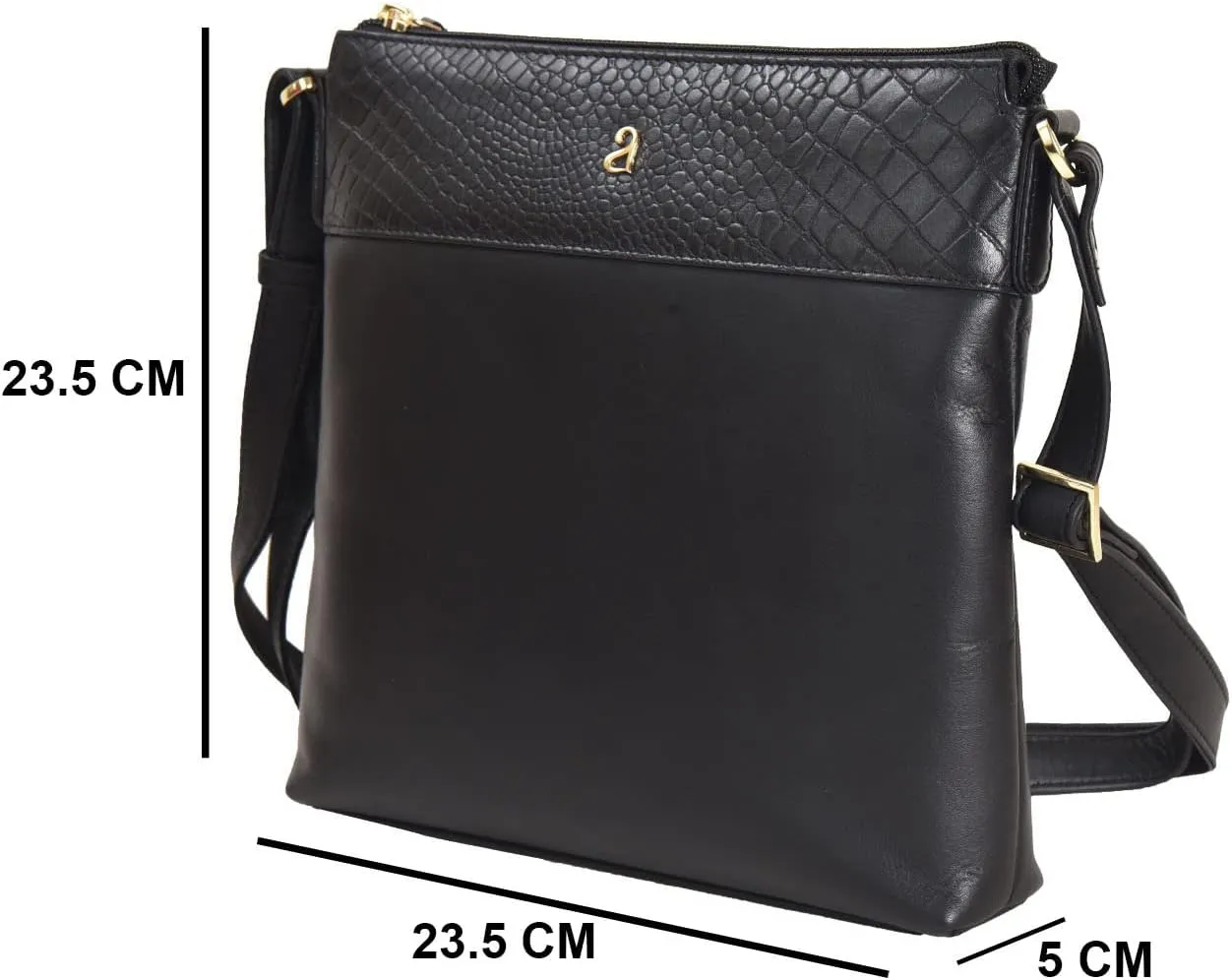Croco Embossed Printed Leather & Nappa Geniune Leather Crossbody Sling Bag With Keyring Holder for Women Girls