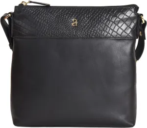 Croco Embossed Printed Leather & Nappa Geniune Leather Crossbody Sling Bag With Keyring Holder for Women Girls