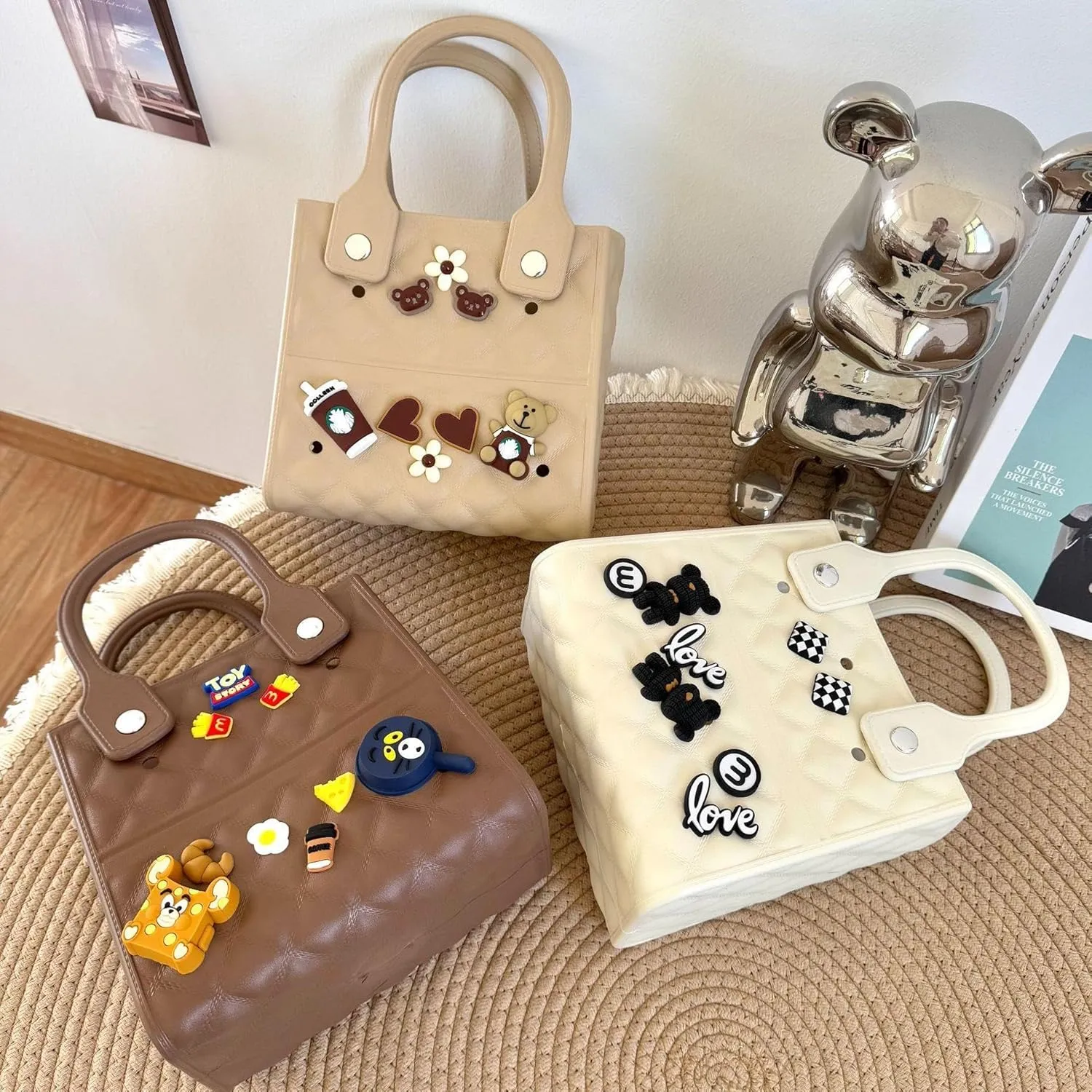 Cross-border high-end handbag New EVA beach bag Lingge small square bag fashion handbag DIY hole bag