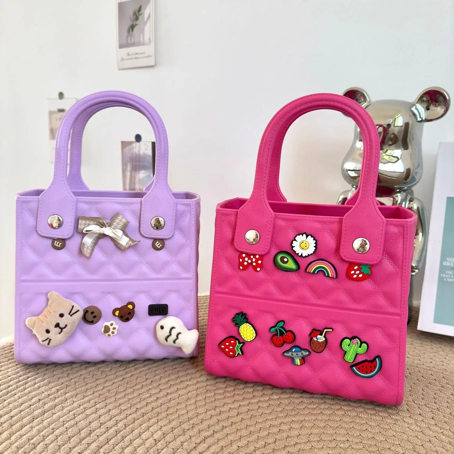Cross-border high-end handbag New EVA beach bag Lingge small square bag fashion handbag DIY hole bag