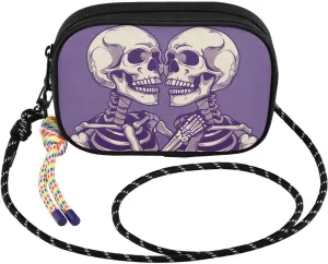 Crossbody Bag Couple Skeletons Purple for Women Cell Phone Purses Women's Small Shoulder Handbags Wallet Purse with Strap
