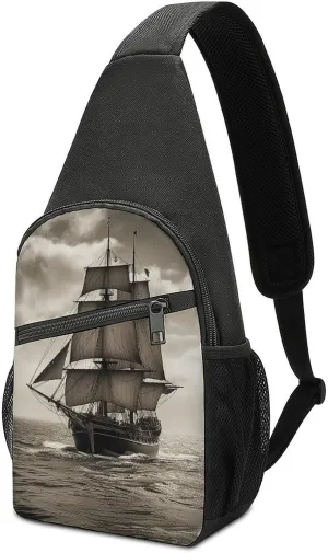 Crossbody Bag for Women Men Sling Bag Pirate Skull Chest Bag Crossbody Adjustable Shoulder Bag
