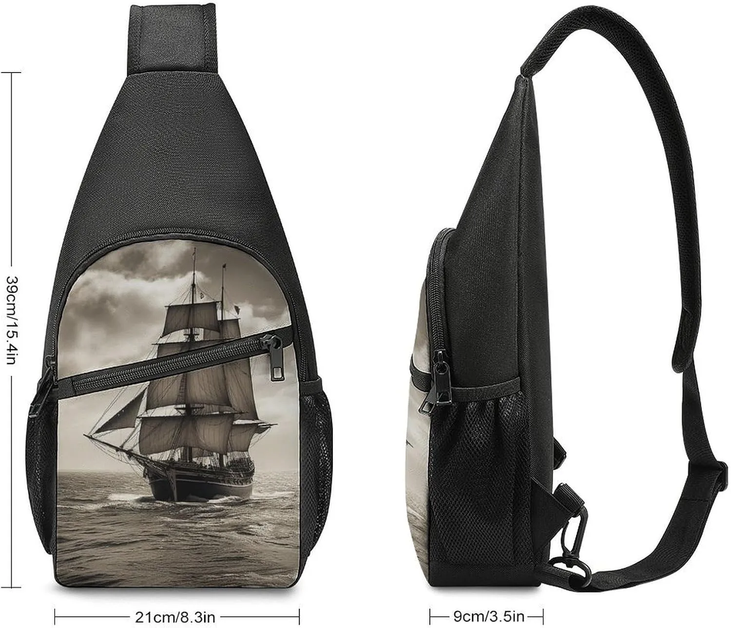 Crossbody Bag for Women Men Sling Bag Pirate Skull Chest Bag Crossbody Adjustable Shoulder Bag