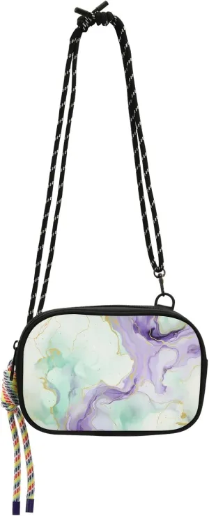 Crossbody Bag Purple Green Marble Pattern Print Phone Purse Small Handbag