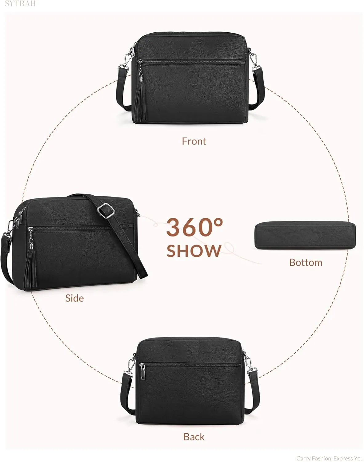 Crossbody Bags for Women, Crossbody Purse Soft Leather Purses for Women Shoulder Handbags with Tassel