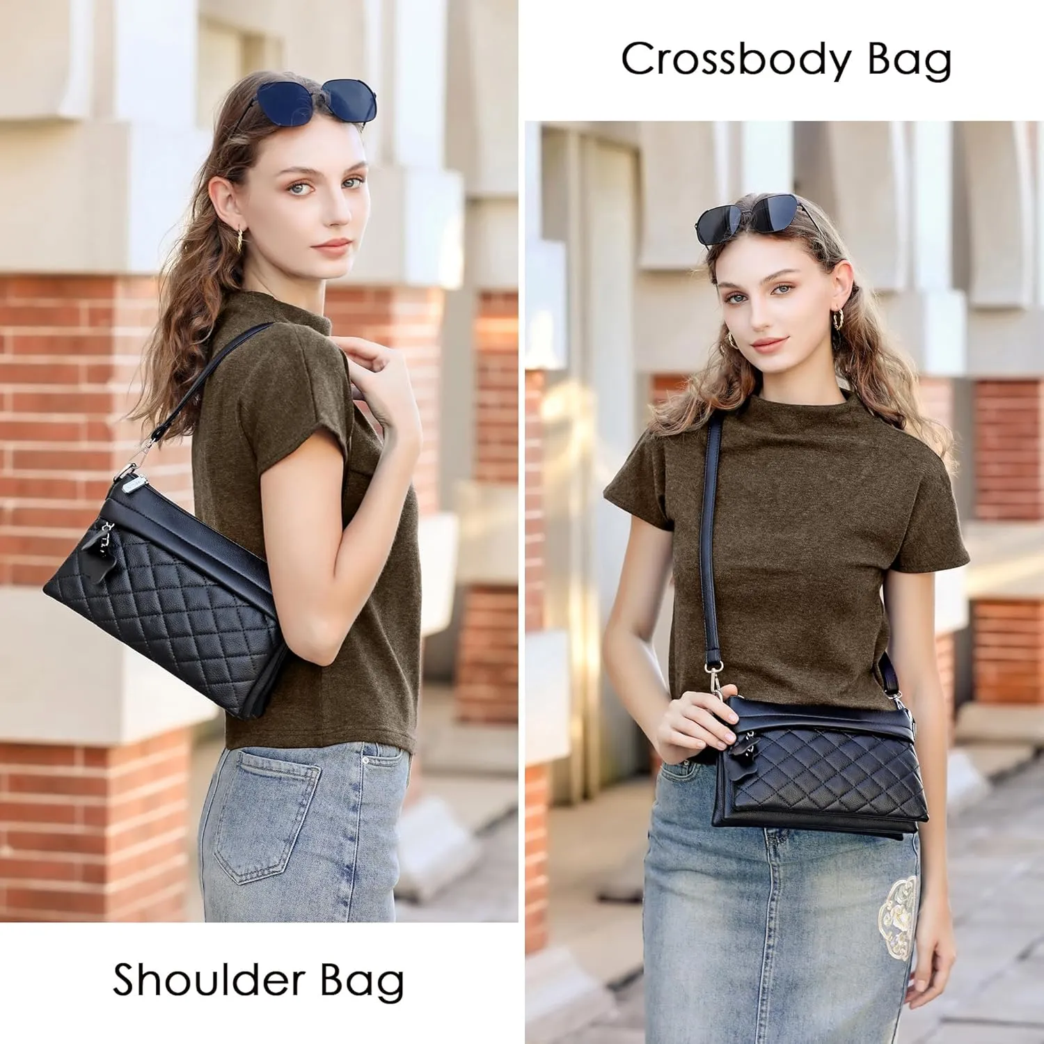 Crossbody Bags for Women Handbags, PU leather satchel Shoulder Bag Tote Bag Clutch Purse (Khaki)