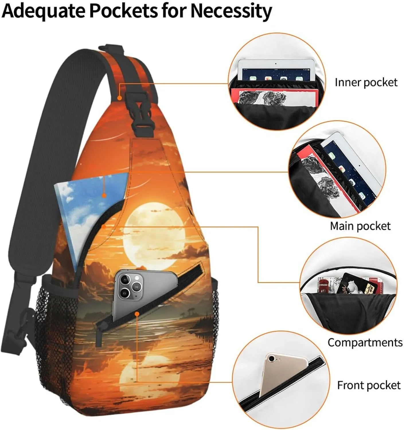 Crossbody Bags for Women Men Trendy Sling Bag Casual Chest Bag Mexican Folk Art Patterns Shoulder Bag for Travel Sport