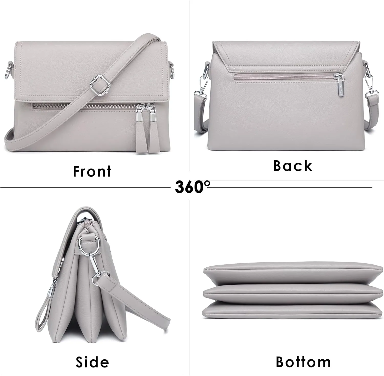 Crossbody Bags for Women - PU Leather Tote Shoulder Camera Clutch with Adjustable Strap (Beige)