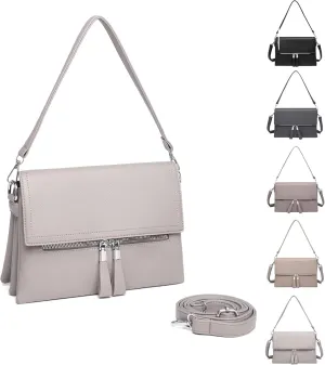 Crossbody Bags for Women - PU Leather Tote Shoulder Camera Clutch with Adjustable Strap (Beige)