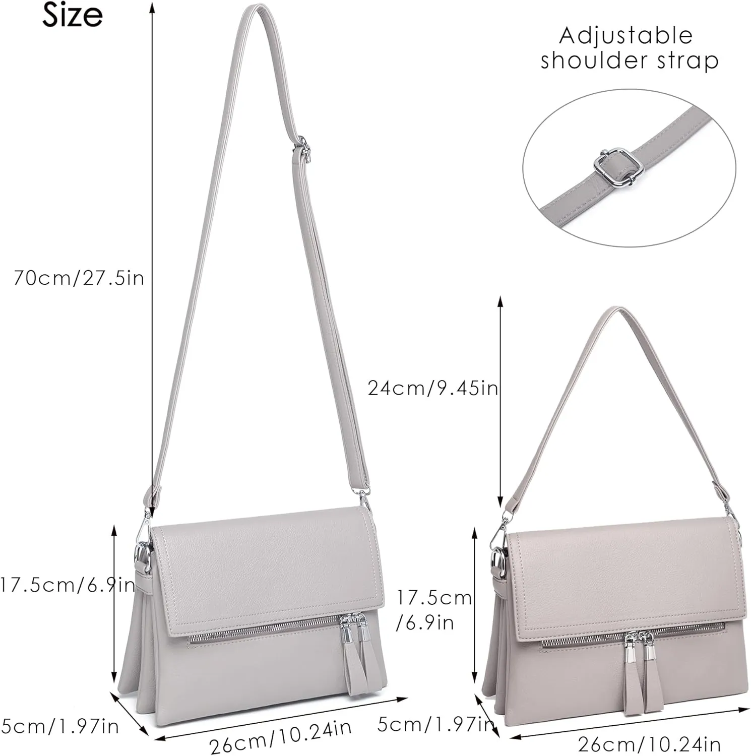 Crossbody Bags for Women - PU Leather Tote Shoulder Camera Clutch with Adjustable Strap (Beige)