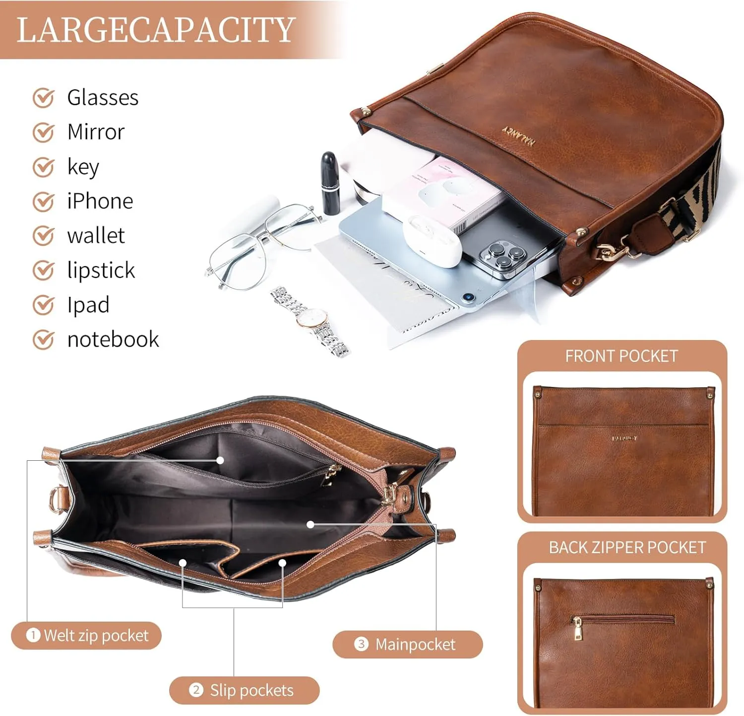 Crossbody Bags for Women Vegan Leather Hobo Handbag Fashion Shoulder Purses with Adjustable Strap