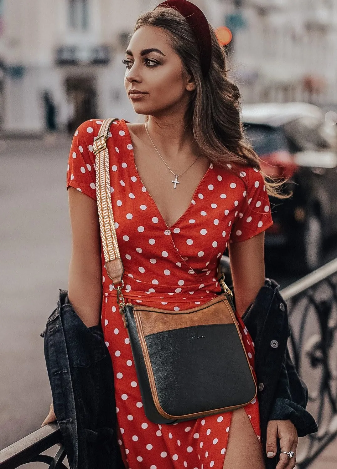 Crossbody Bags for Women Vegan Leather Hobo Purses Travel Shoulder Handbags with Detachable Wide Guitar Strap