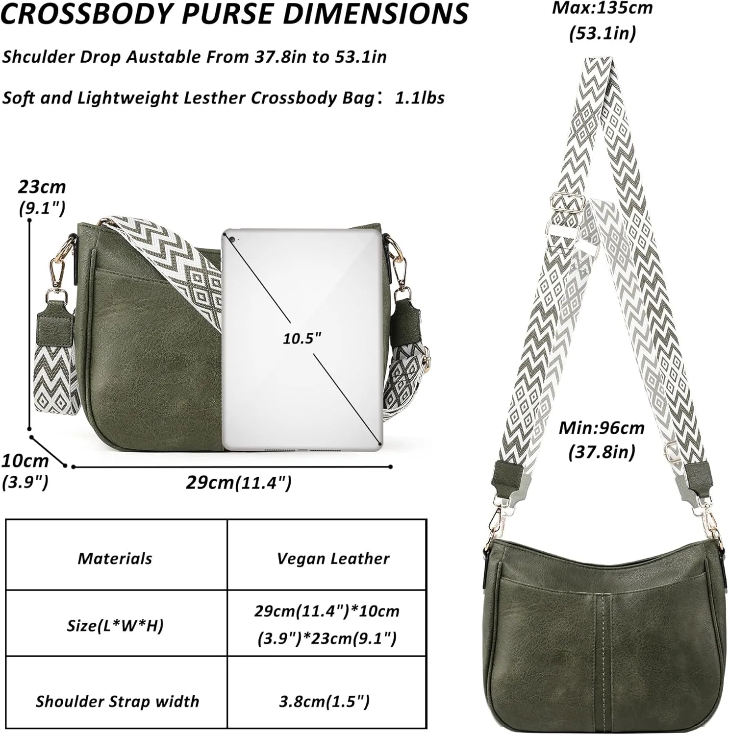 Crossbody Bags for Women Vegan Leather Purses for Women Hobo Bag Shoulder Bag Handbags for Shopping Work