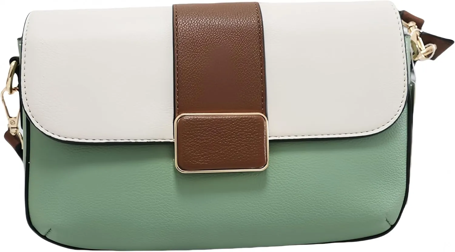 Crossbody Bags for Women, Women's Color-Block PU Leather Shoulder Bags Medium Size with Two Straps
