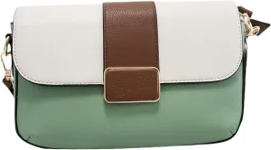 Crossbody Bags for Women, Women's Color-Block PU Leather Shoulder Bags Medium Size with Two Straps