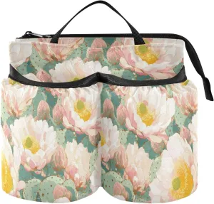 Cup Holder Suitcase Portable Pink Flowers Dink Cup Holder Travel Accessories Gift Drink Beverages Caddy Coffee