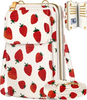 Cute Crossbody Purse Cell Phone Bags for Women - Leather Cellphone Wallet Purse with Adjustable Shoulder Rope