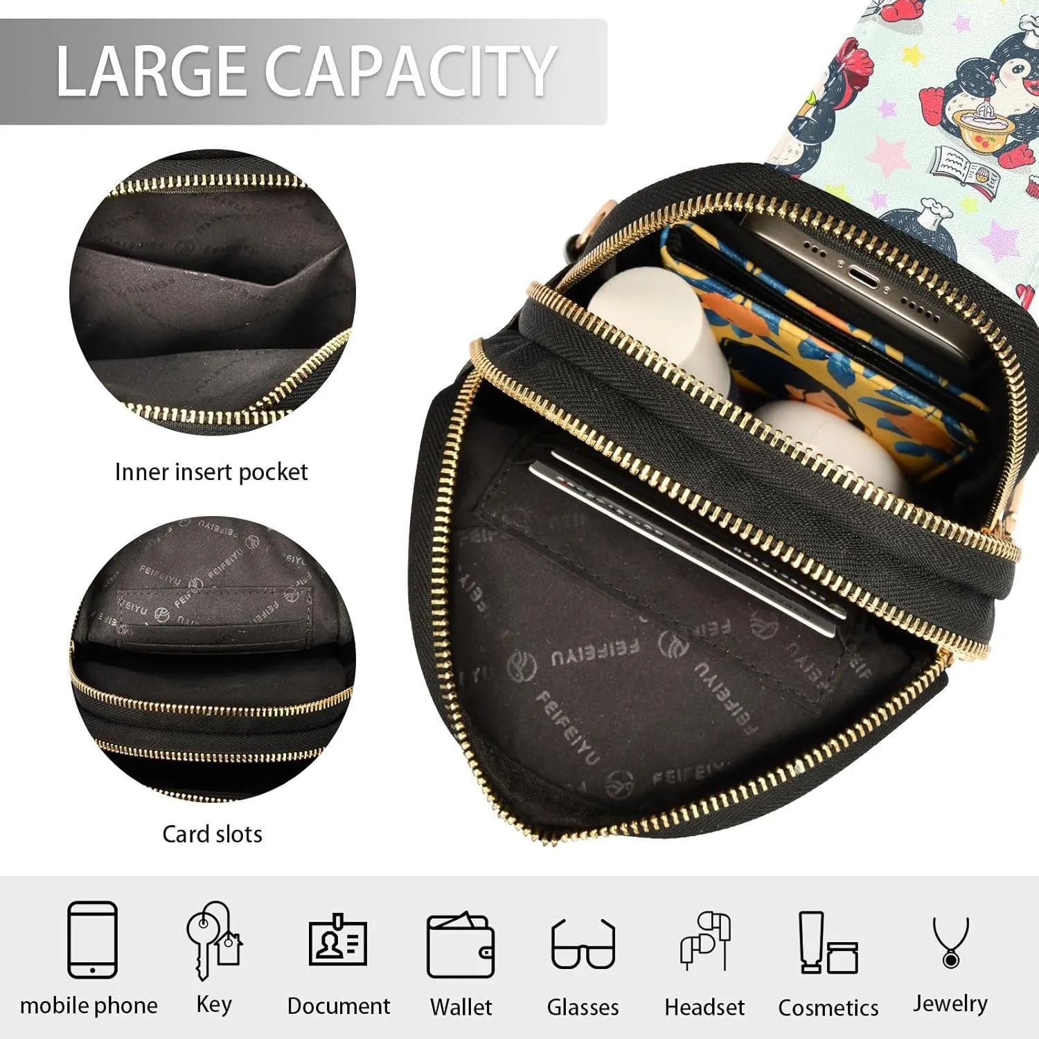 Cute Penguins Trendy Crossbody Bag Fashion Waist Packs Cooking Animal Cross Body Leather Chest Bag for Women Fanny Pack Travel Outdoor Crossbody Phone Bag