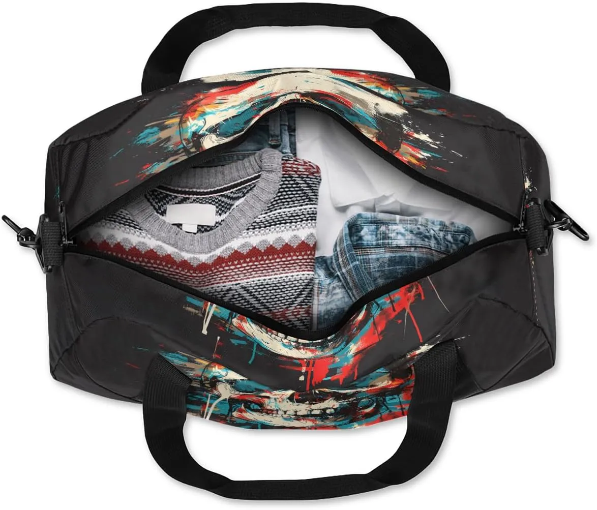 Cute Skull Kids Duffle Bag Boys Girls Small Sport Dance Gym Bag for Overnight Travel Weekender Carry On