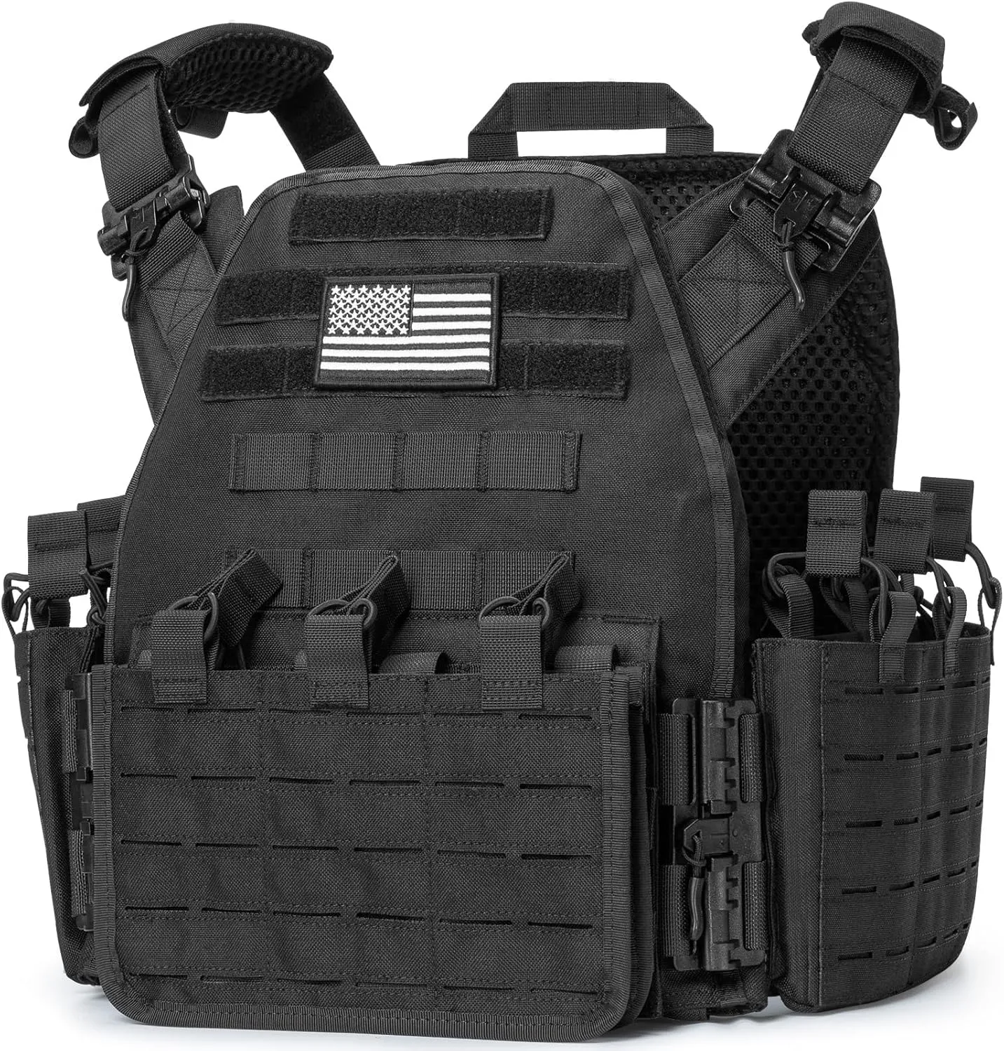 CVLIFE Tactical Quick Release Airsoft Vest with MOLLE System - Large Capacity, Weight Vest, Adjustable, Breathable - Black