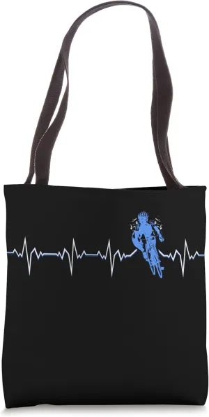 Cyclist heartbeat pulse EKG e-bike cycle race two-wheeled Tote Bag