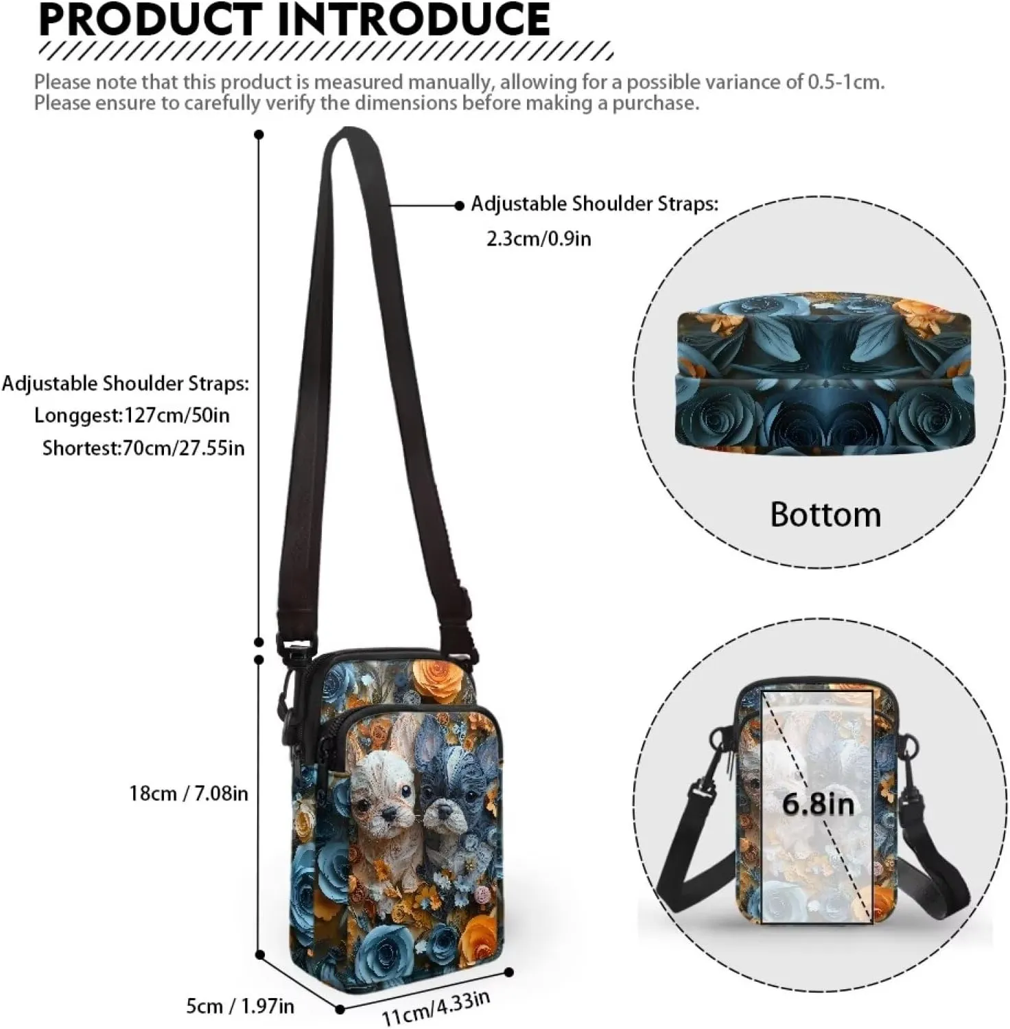 Dachshund Small Crossbody Bag for Women, Jamaica Flag Mini Cell Phone Purse, Bird Dinosaur Portable Shoulder Handbag