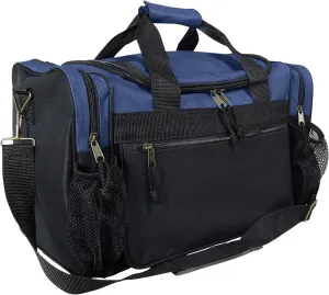 DALIX 17" Duffle Bag Dual Front Mesh Pockets (Black Gold Gray Dark Green Navy Blue Maroon Royal Blue Orange Pink Purple Red White