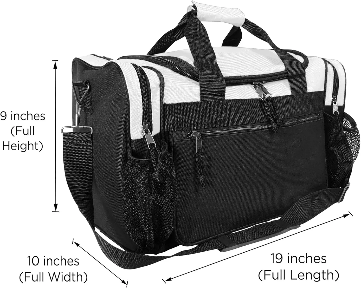 DALIX 17" Duffle Bag Dual Front Mesh Pockets (Black Gold Gray Dark Green Navy Blue Maroon Royal Blue Orange Pink Purple Red White