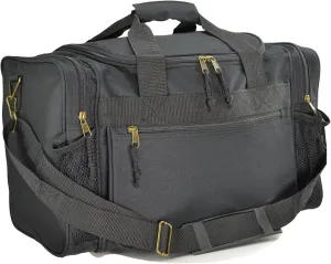 DALIX 17" Duffle Bag Dual Front Mesh Pockets (Black Gold Gray Dark Green Navy Blue Maroon Royal Blue Orange Pink Purple Red White