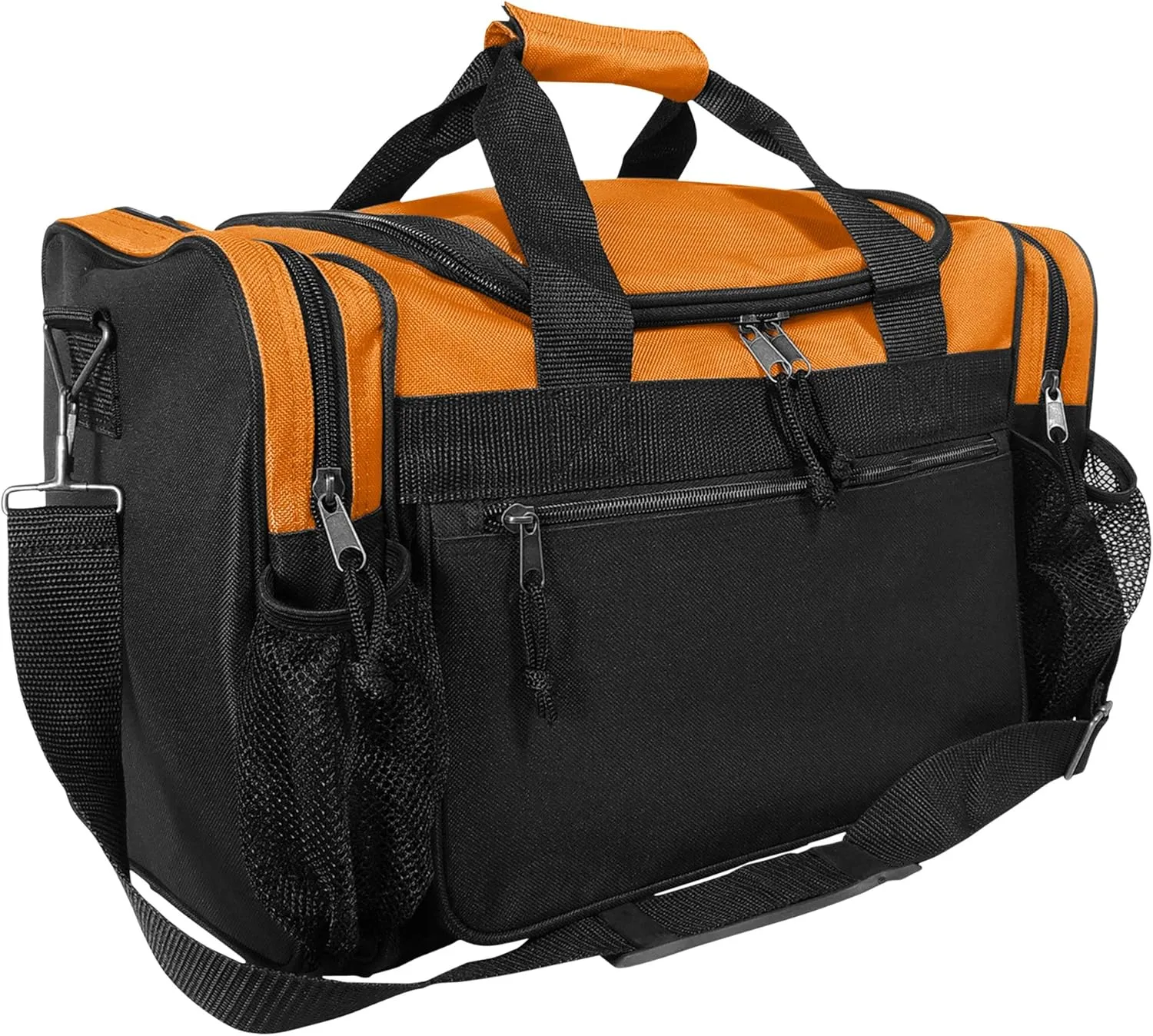 DALIX 17" Duffle Bag Dual Front Mesh Pockets (Black Gold Gray Dark Green Navy Blue Maroon Royal Blue Orange Pink Purple Red White