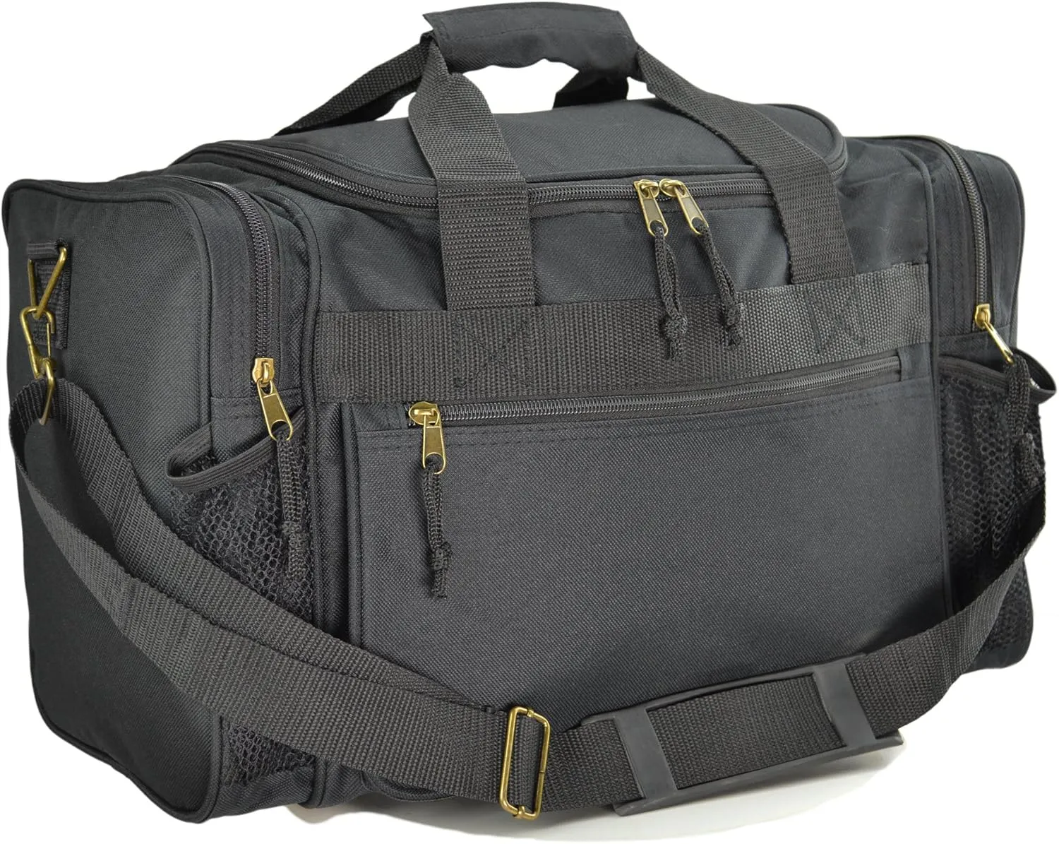 DALIX 17" Duffle Bag Dual Front Mesh Pockets (Black Gold Gray Dark Green Navy Blue Maroon Royal Blue Orange Pink Purple Red White