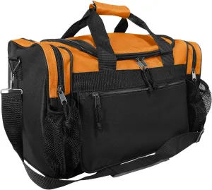 DALIX 17" Duffle Bag Dual Front Mesh Pockets (Black Gold Gray Dark Green Navy Blue Maroon Royal Blue Orange Pink Purple Red White
