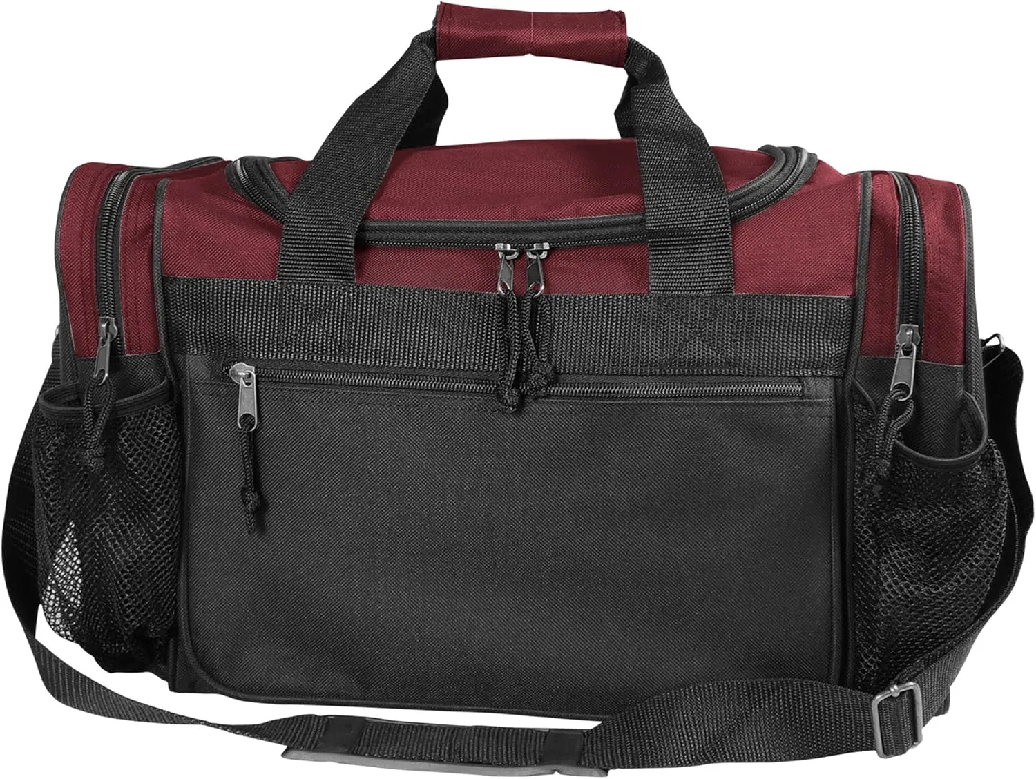 DALIX 17" Duffle Bag Dual Front Mesh Pockets (Black Gold Gray Dark Green Navy Blue Maroon Royal Blue Orange Pink Purple Red White