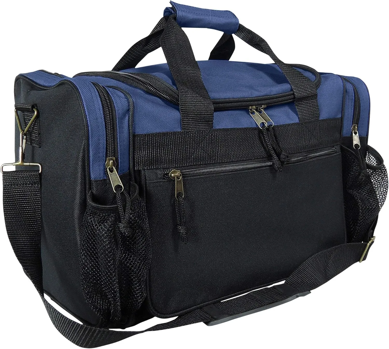 DALIX 17" Duffle Bag Dual Front Mesh Pockets (Black Gold Gray Dark Green Navy Blue Maroon Royal Blue Orange Pink Purple Red White